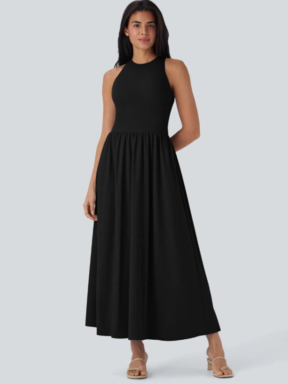 HALARA NWT Breezeful Crisscross Open Back Strappy Maxi Black Dress size XL
